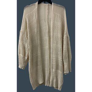 Woman's OS Lightweight Crochet Knit Boho Coastal Cowgirl Sweater Duster